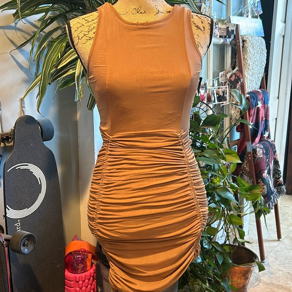 Light brown shirt dress
